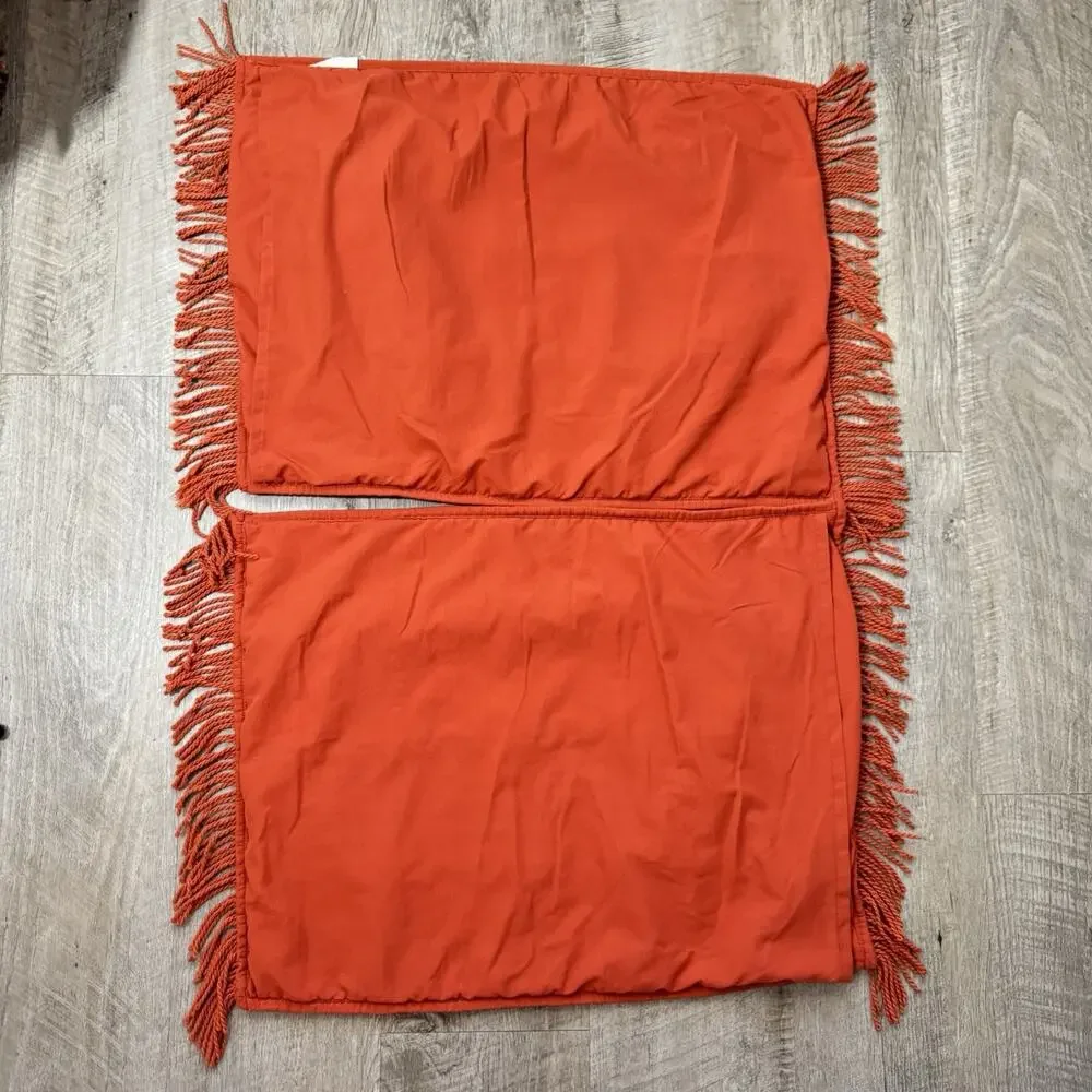Opalhouse Jungalow Rust Velvet Pair Standard Sham Sun Stitched Fringe Celestiale